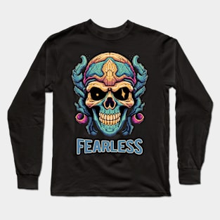 Fearless Retro Sci-fi Monster Skull Long Sleeve T-Shirt